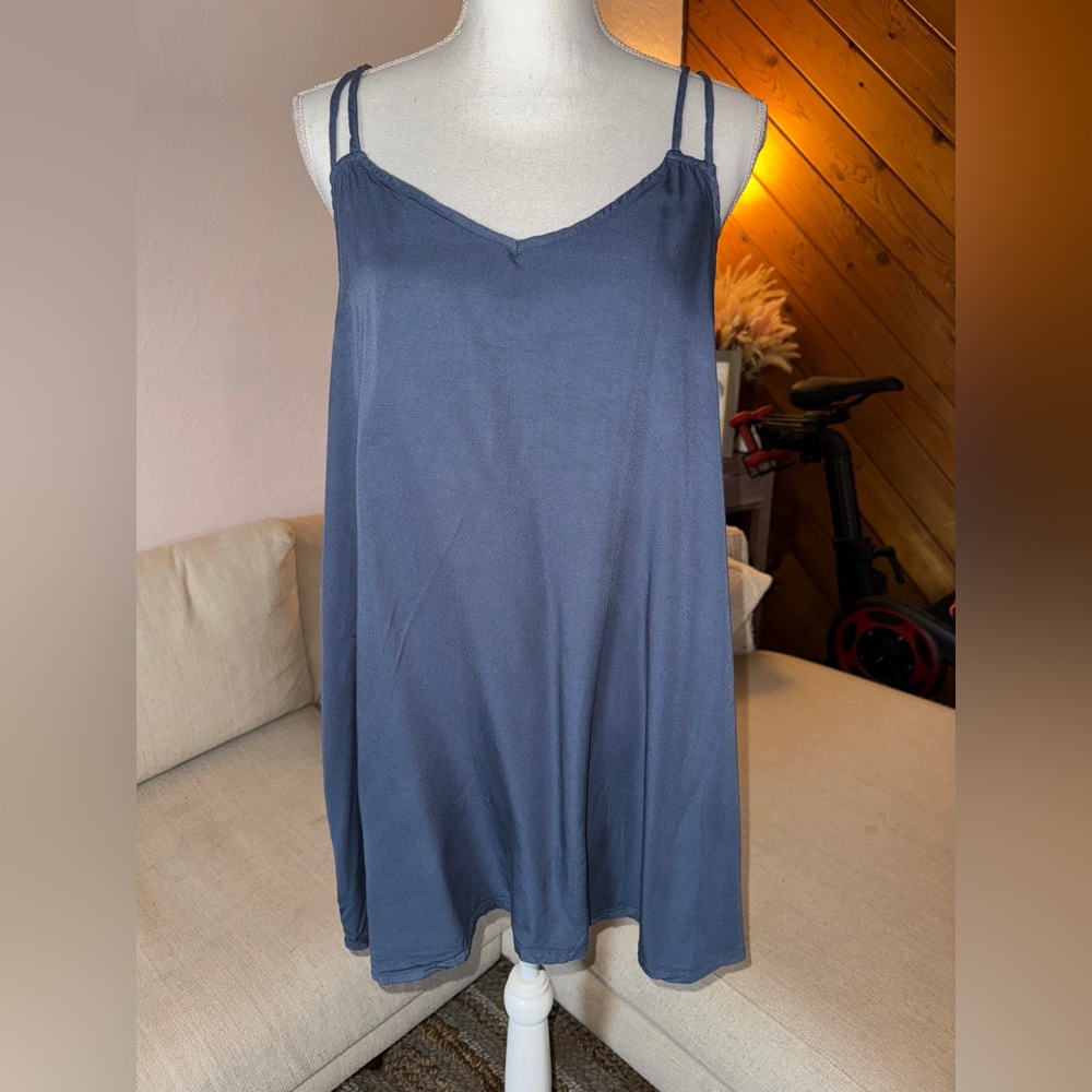 RCVA lattice back Muted Blue mini Dress